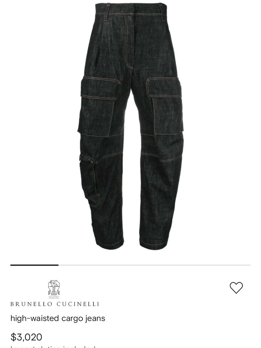 Brunello Cucinelli Dark Denim Cargo Pants sz 40 (4-6) like new $3,020 authentic
